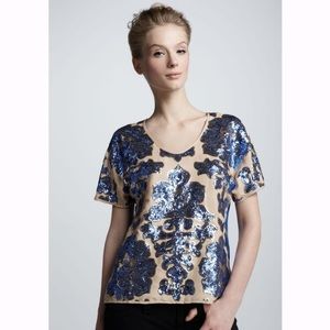 Tracy Reese for Target Blue/Gold Sequined Blouse